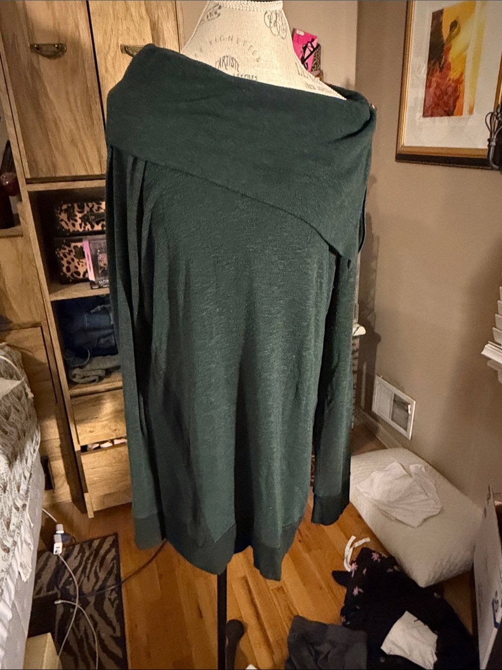 Laila Jayde Off-the-Shoulder Sweater in Deep Green